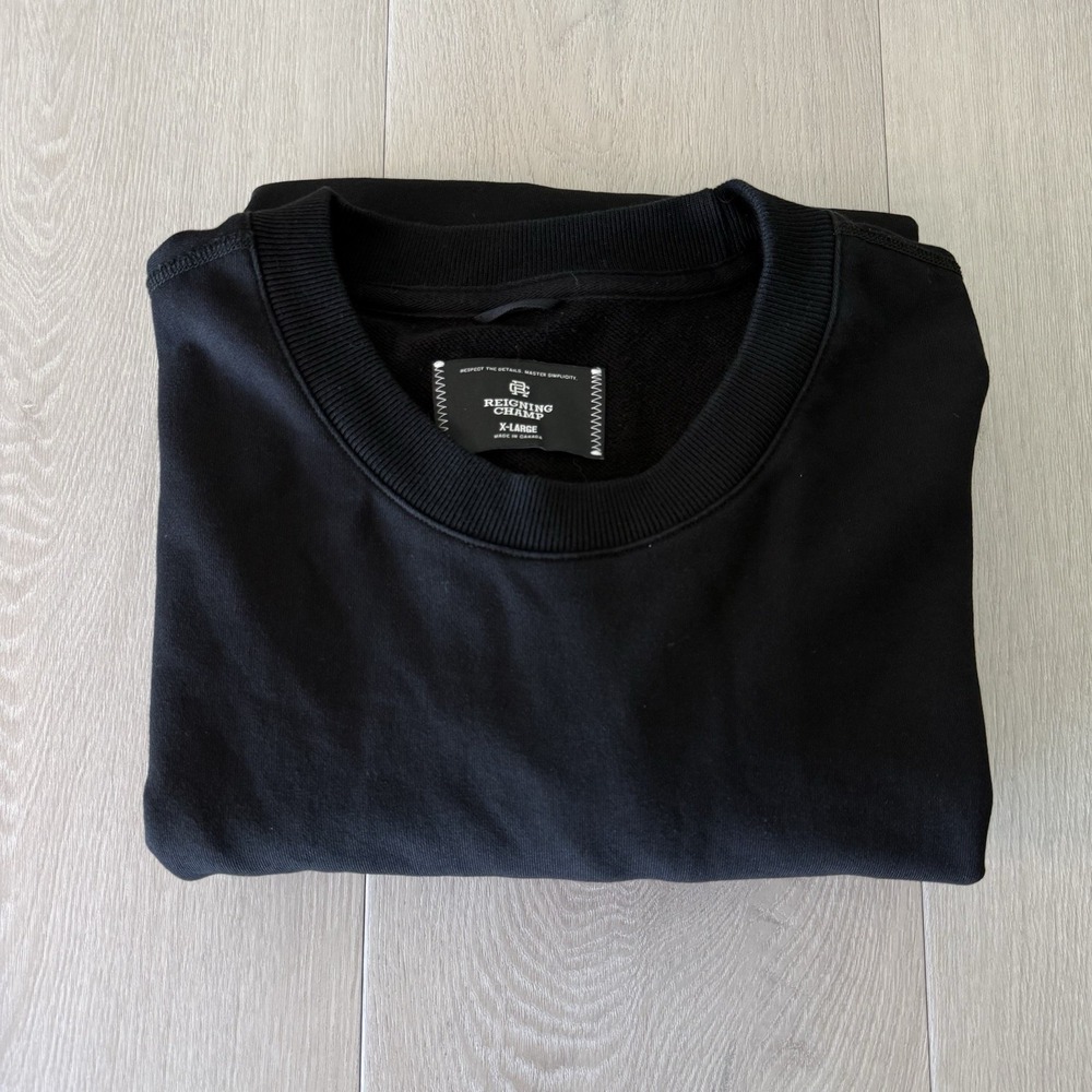 Reigning Champ Sweatshirt Men's XL Black Midweight Terry Crewneck Excellent